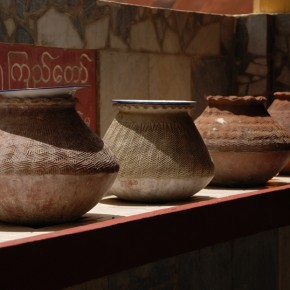 burma10 Ceramic pots holding fresh drinking water at a pagoda in Hsipaw